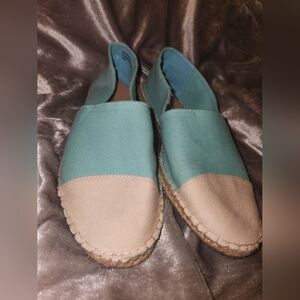 8 Bamboo Saturday08 Turquoise And Cream, Flat, Canvas, Braided Jute